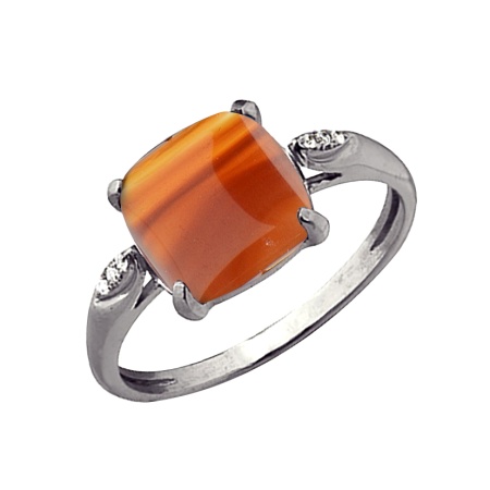 Купить кольцо из серебра с сердоликом и фианитами в интернет-магазине KRASNOE