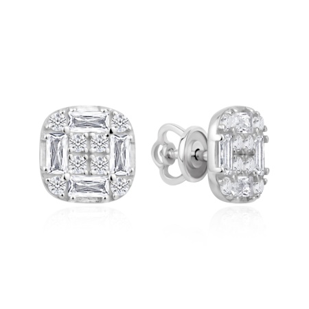 Серьги из серебра с фианитами