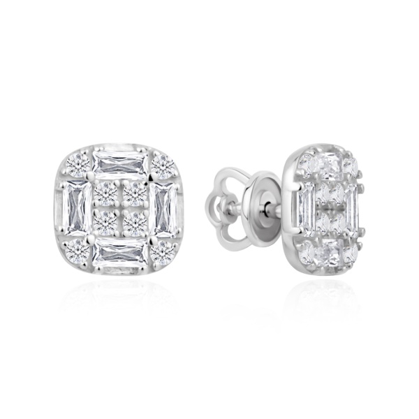 Серьги из серебра с фианитами