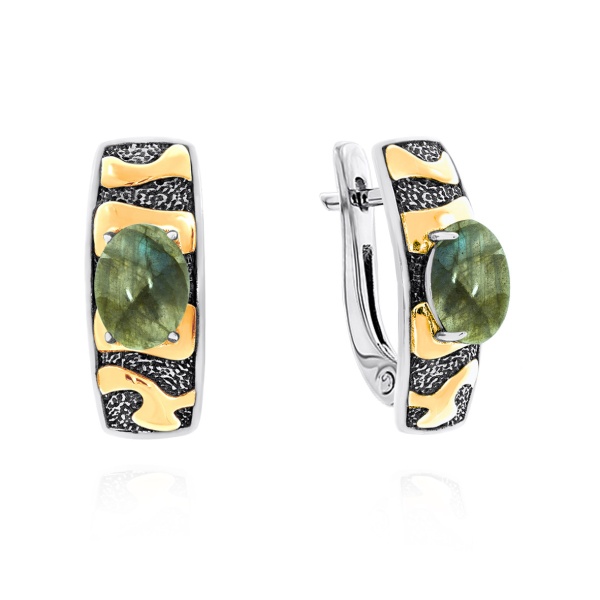 Серьги из серебра с лабрадоритами