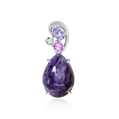 Купить подвеска из серебра с чароитом и фианитами