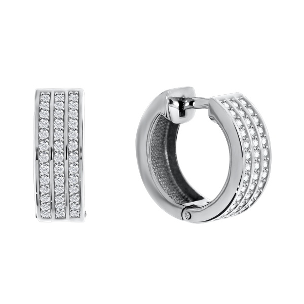 Серьги из серебра с фианитом со скидкой