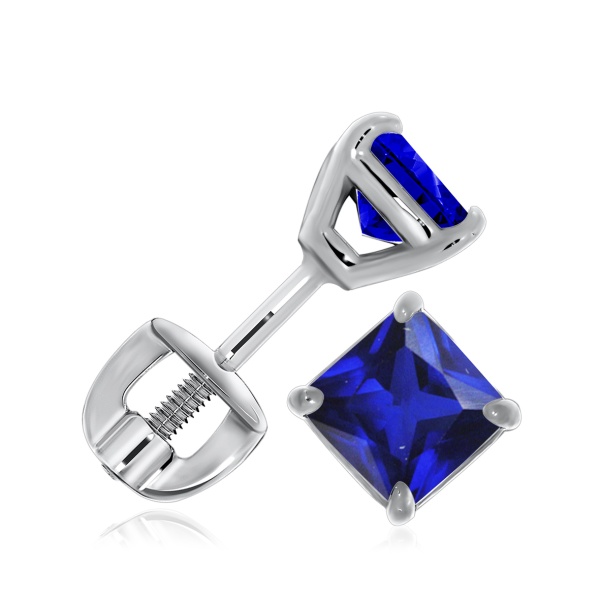 Пусеты из серебра с наносапфирами