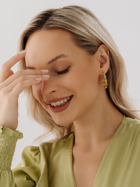 Серьги из серебра с цитринами в ювелирном интернет-магазине