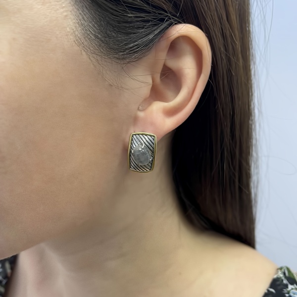 Серьги из серебра с лабрадоритами 2317Л01757 от KRASNOE, металл Серебро, вставка Лабрадорит