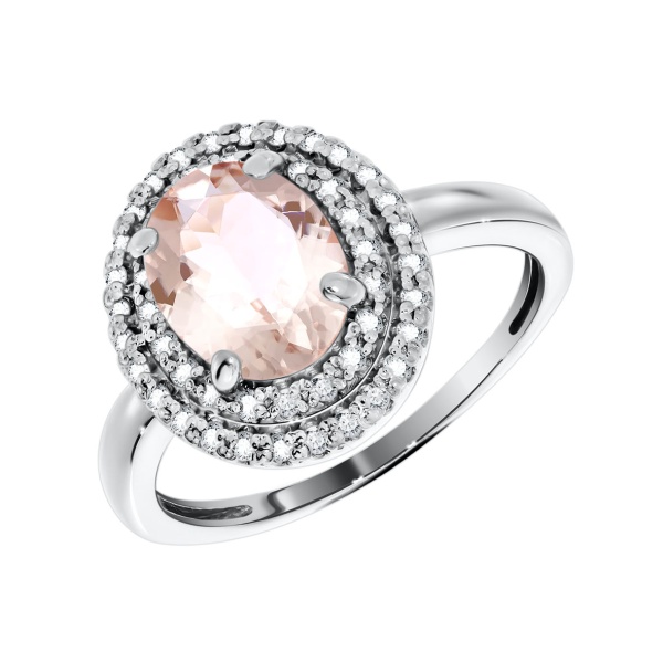 Кольцо из серебра с кварцем и фианитами со скидкой