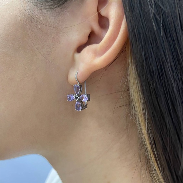 Серьги из серебра с аметист