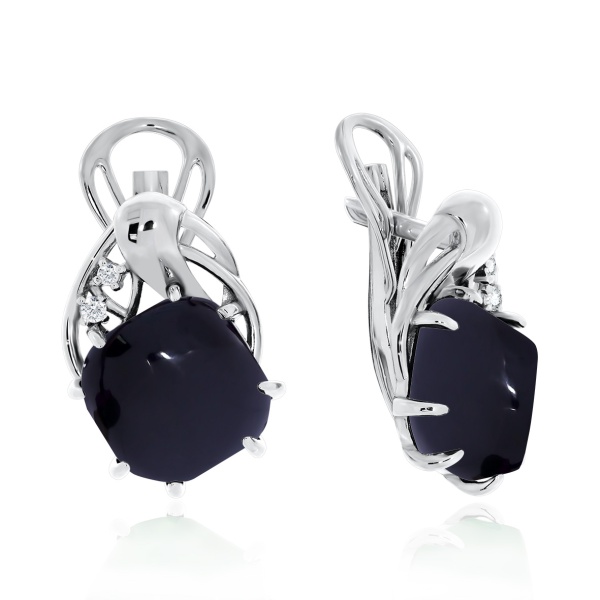 Серьги из серебра с агатами и фианитами