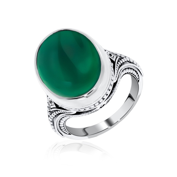 Купить кольцо из серебра с агатом и фианитами в интернет-магазине KRASNOE