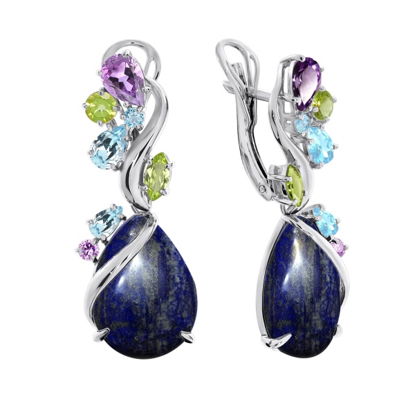 Серьги из серебра с лазуритом