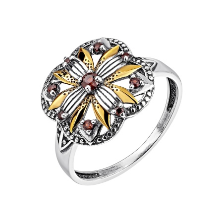 Купить кольцо из серебра с гранатами в интернет-магазине KRASNOE