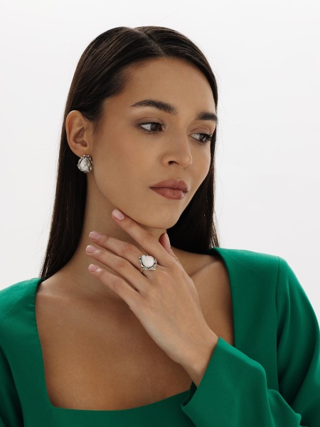 Серьги из серебра с кахолонгом в ювелирном интернет-магазине