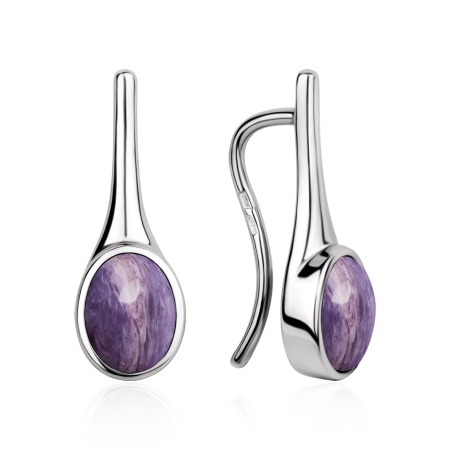 Серьги из серебра с чароитом