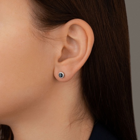 Пусеты из серебра с топазом