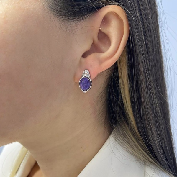 Серьги из серебра с чароитами