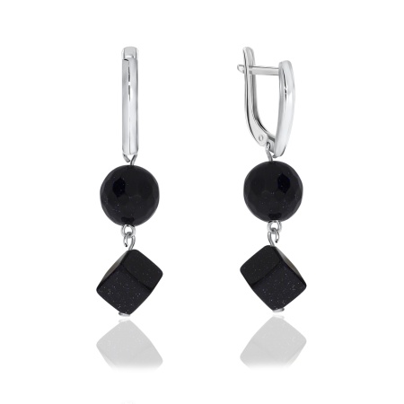 Серьги из серебра с авантюрином 2340360658-80 от KRASNOE, металл Серебро, вставка Авантюрин Синт.