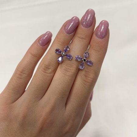 Серьги из серебра с аметист