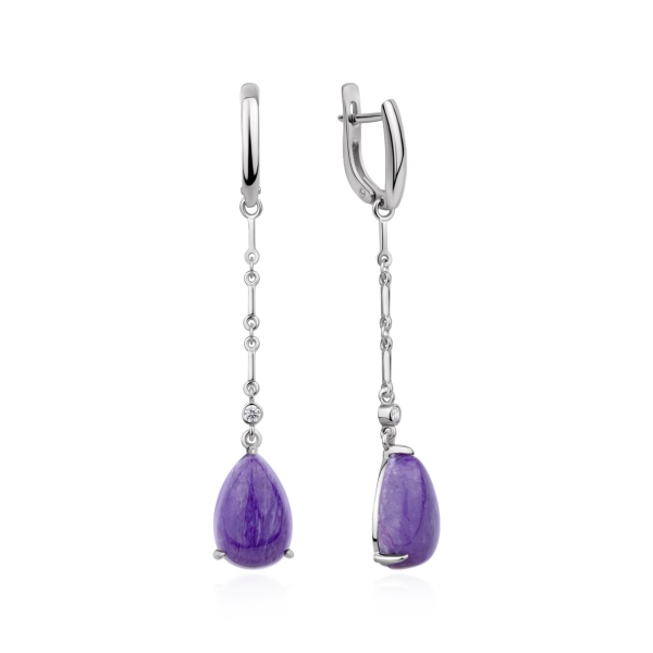 Серьги из серебра с чароитом