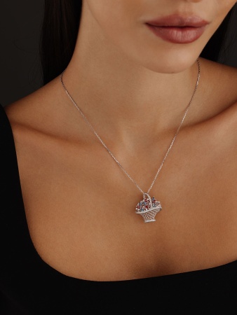 Купить подвеска из серебра с кристаллами, кристалл ювелирныйами, кристалл ювелирныйами и фианитами