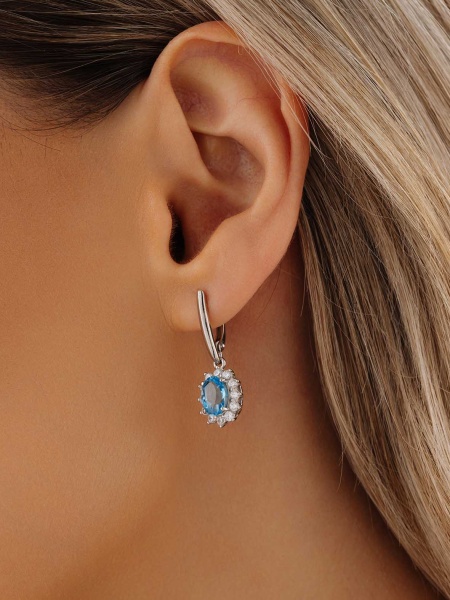 Серьги из серебра с топазом