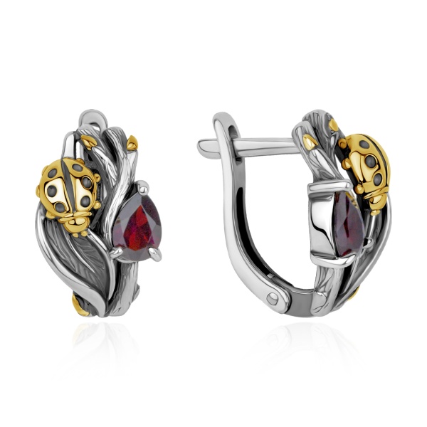 Серьги из серебра с гранатом