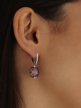 Серьги из серебра с фианитом