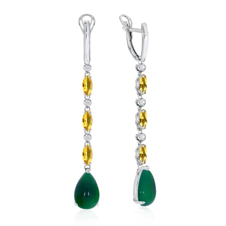 Серьги из серебра с агатами, цитринами и фианитами 2340871204-72 от KRASNOE, металл Серебро, вставка Цитрин