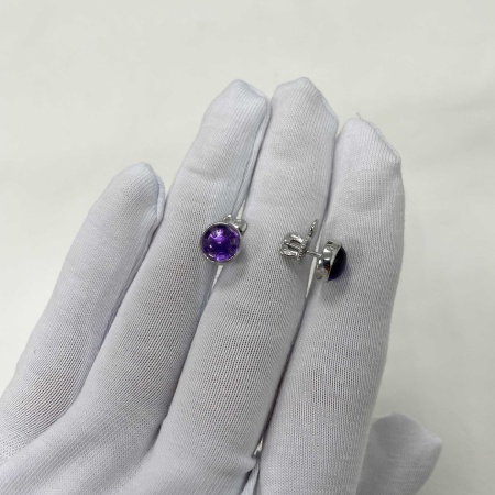 Серьги из серебра с чароитами