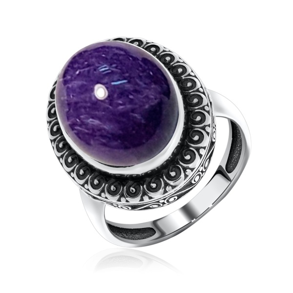 Купить кольцо из серебра с чароитом в интернет-магазине KRASNOE