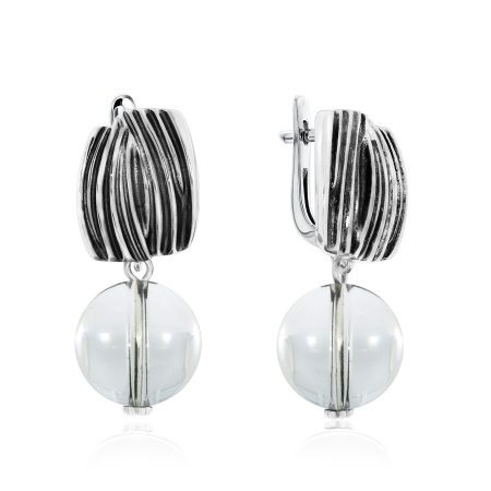 Серьги из серебра с хрусталём 2310521356 от KRASNOE, металл Серебро, вставка Горный хрусталь