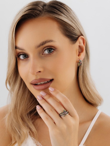 Серьги из серебра с ситаллами в ювелирном интернет-магазине