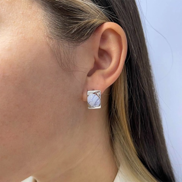 Серьги из серебра с агатом