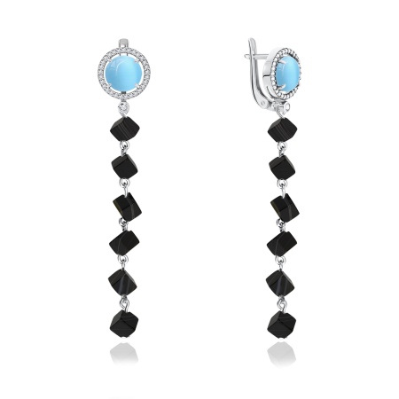 Серьги из серебра с агатом 2340870677-17 от KRASNOE, металл Серебро, вставка Агат