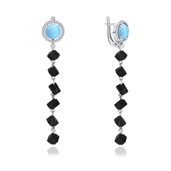 Серьги из серебра с агатом 2340870677-17 от KRASNOE, металл Серебро, вставка Агат