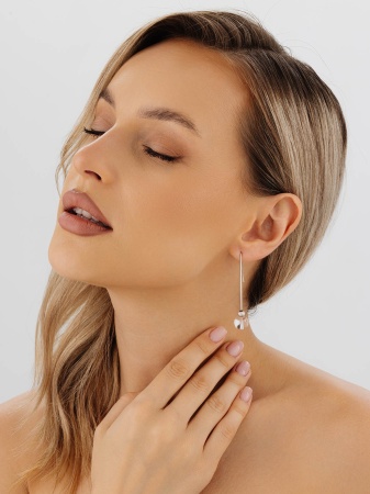 Серьги из серебра с хрусталём 2340521068 от KRASNOE, металл Серебро, вставка Горный хрусталь