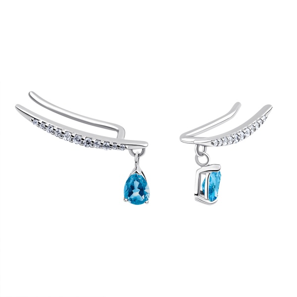 Серьги из серебра с фианитами