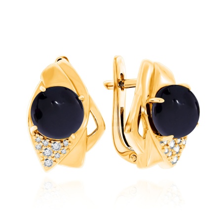 Серьги из серебра с агатами и фианитами