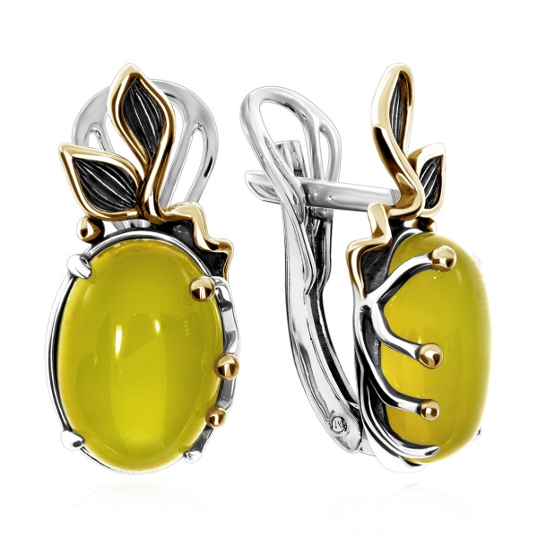 Серьги из серебра с агатом