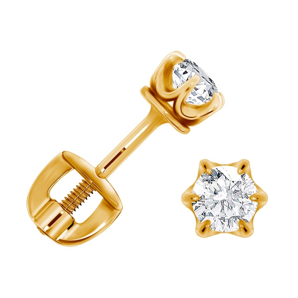 Пусеты из серебра с фианитами П320200237 от KRASNOE, металл Серебро, вставка Фианит