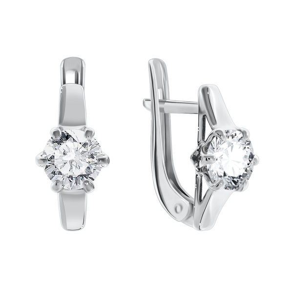 Серьги из серебра с фианитами 2340200262 от KRASNOE, металл Серебро, вставка Фианит