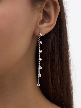 Серьги из серебра с фианитами 2340202240-13 от KRASNOE, металл Серебро, вставка Фианит