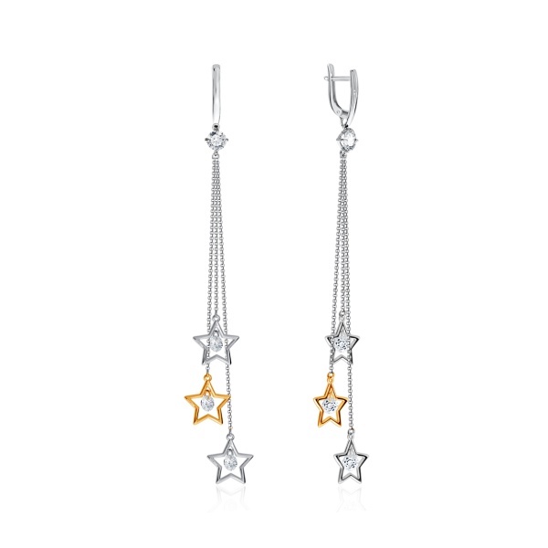 Серьги из серебра с фианитами