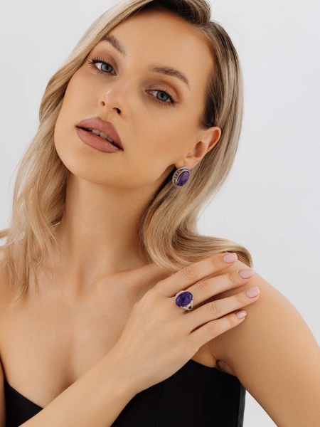 Купить кольцо из серебра с ситаллами в интернет-магазине KRASNOE