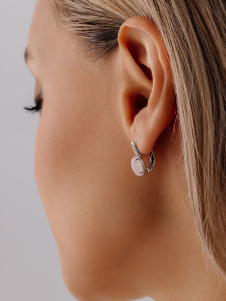 Серьги из серебра с кварцем и фианитами