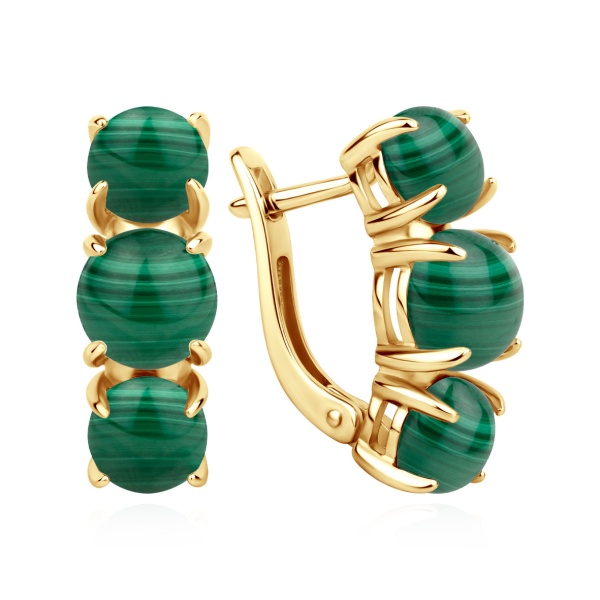 Серьги из серебра с малахитами в ювелирном интернет-магазине