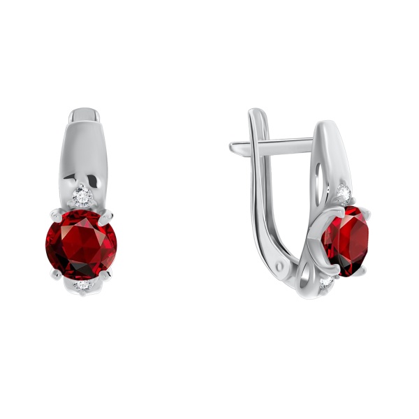 Серьги из серебра с фианитом со скидкой