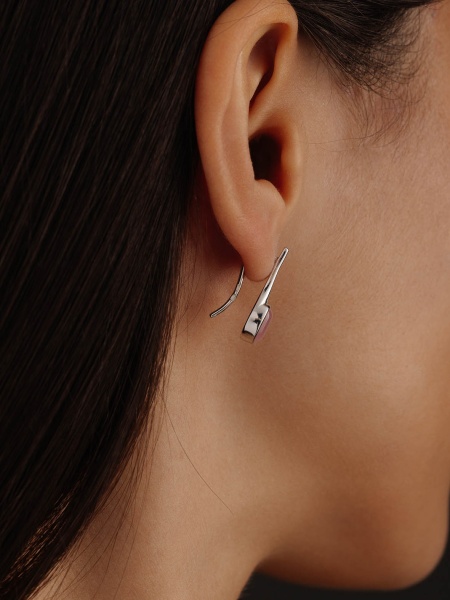Серьги из серебра с кошачим глазом в ювелирном интернет-магазине