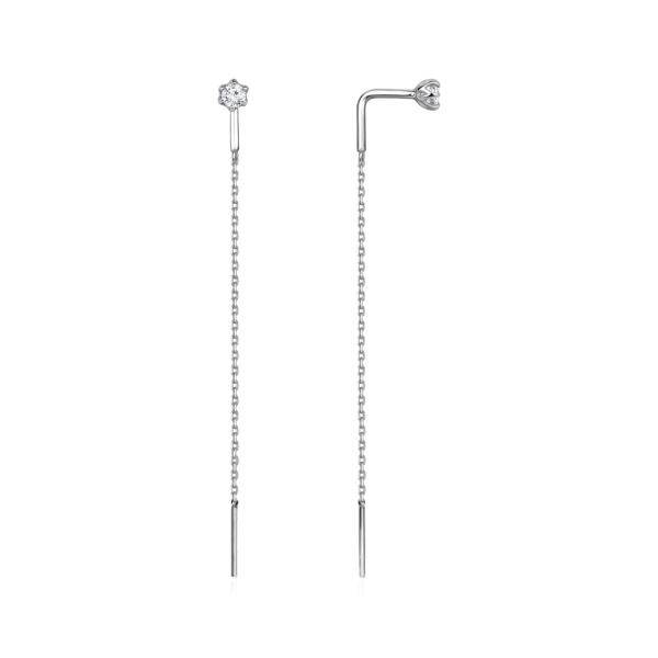 Серьги из серебра с фианитом