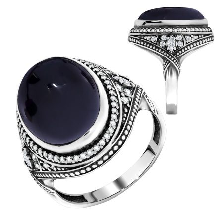 Купить кольцо из серебра с агатами и фианитами в интернет-магазине KRASNOE