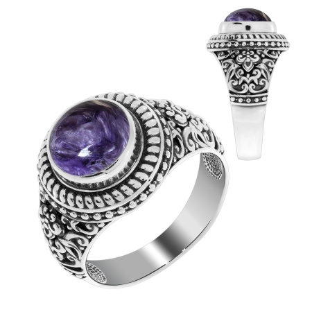 Купить кольцо из серебра с чароитом в интернет-магазине KRASNOE